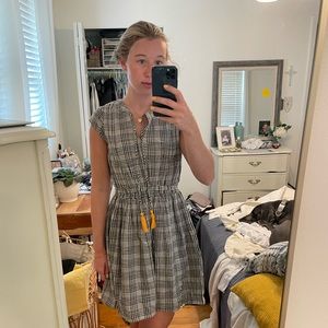 Mata Traders Smock Waist Black Plaid Dress